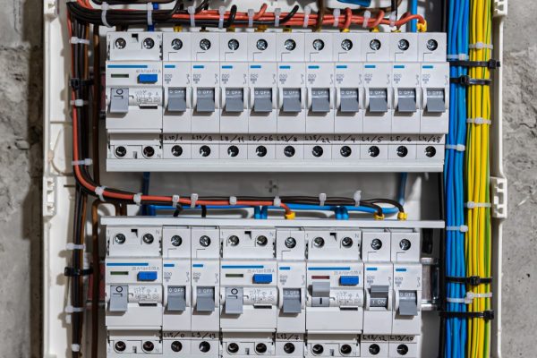 voltage-switchboard-with-circuit-breakers-are-positions-big-electric-box-electrical-distribution-panel-temporary-electric-cables-are-switched